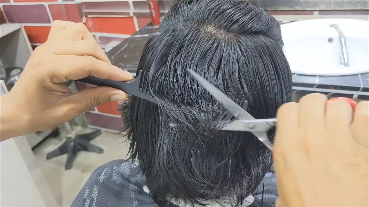 Hard hair long to short relaxing transformation With scissors ASMR 