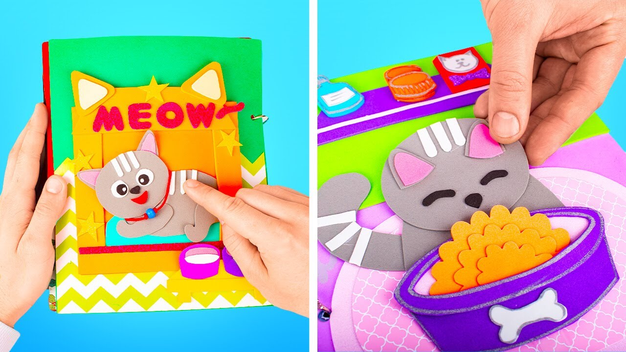 DIY Cat Playbook From Foam Paper || 3 Interactive Playbooks