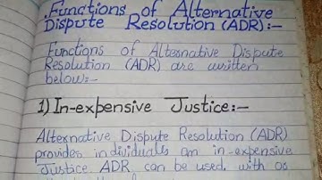 Alternative Resolution Dispute ADR written notes with introduction, definition, functions of ADR.