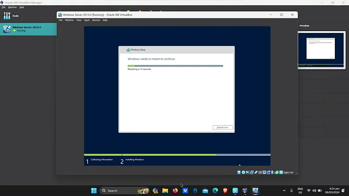 how to install windows server 2012 r2 inside virtual box