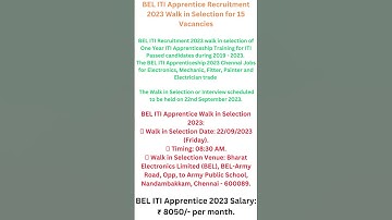 BEL Recruitment 2023 Walk in  interview.