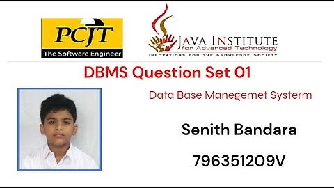 Question Set 01 | Database Management System | Java Institute