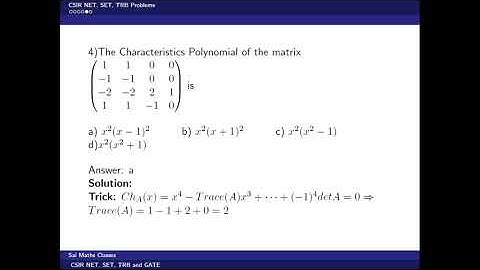 CSIR-NET MATHEMATICS|| Minimal Polynomial || Characteristic Polynomial || June 2014