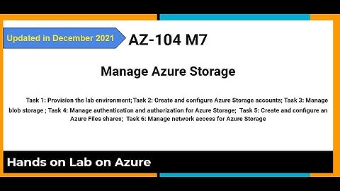 AZ 104 - M7- Lab 07-  Manage Azure Storage : Labs from GitHub - Hand on