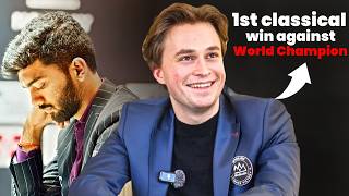 Vincent Keymer after scoring his first classical win against World Champion D Gukesh!