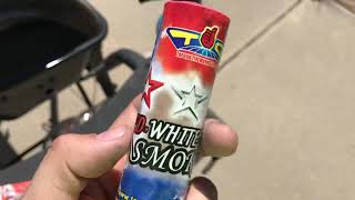 Red white and blue smoke by Top Gun Fireworks