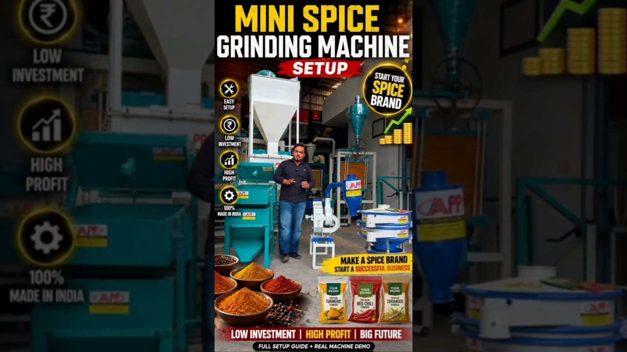 🔥 Mini Spice Grinding Machine Setup | Start Your Own Masala Brand & Earn Big! 💰🌶️
