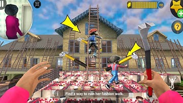 Scary Teacher 3D - troll Miss T many trap and ladders (Mod menu) gameplay part 5175 #scaryteacher3d