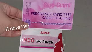 11 days late/ Alin ang mas malinaw?  Sureguard or Advan pregnancy test?