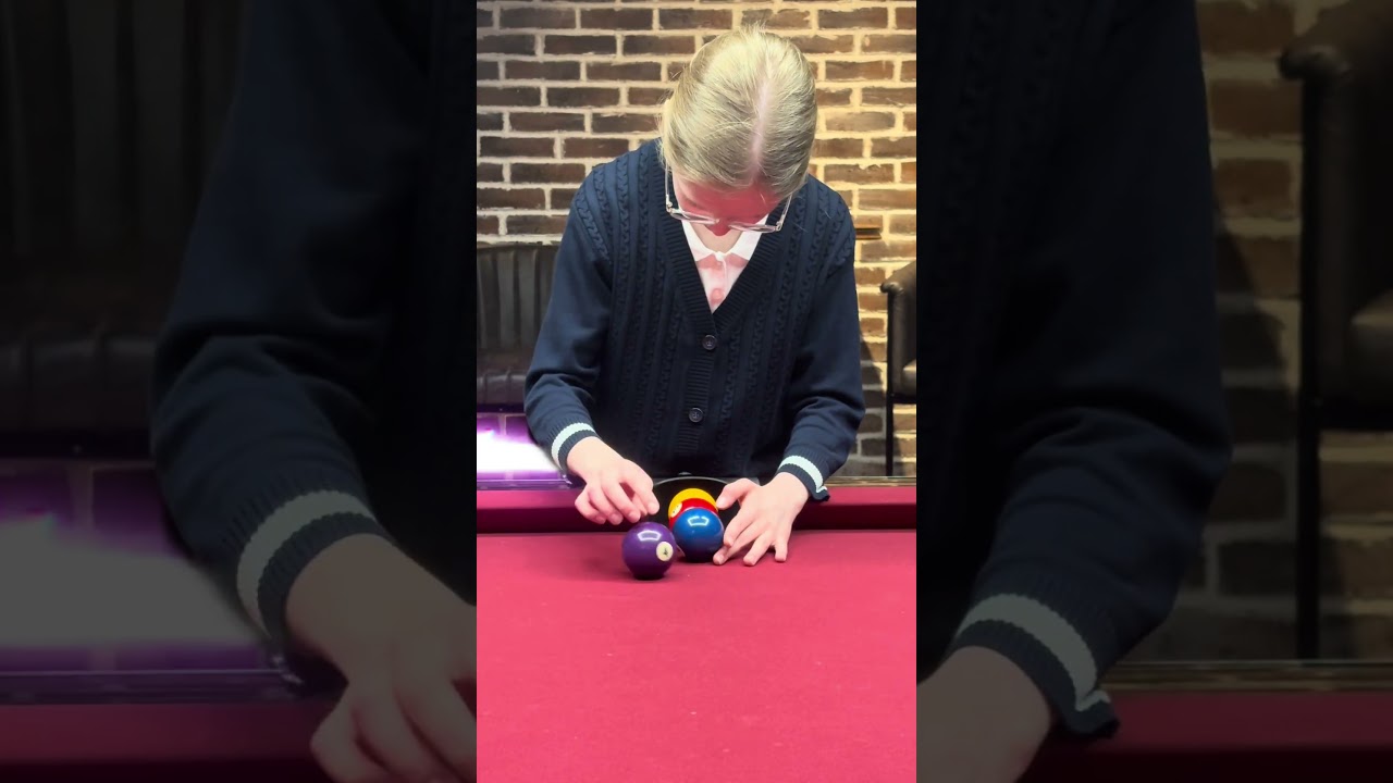 Image of video the Incredible billiards trick shot that lets you pocket 4 balls with a single shot! 🎱  #billiards #pool 13