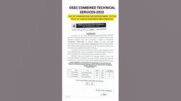 OSSC COMBINED TECHNICAL SERVICES-2023 !LIST OF CANDIDATES APPOINTMENT TO THE POST OF JE (MECHANICAL)