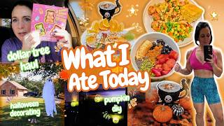 What I Ate Today + Dollar Tree Haul, Pumpkin DIY, & Halloween Decor🎃