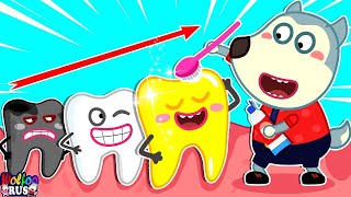 картинка: Нет, Нет, Шатающиеся Зубы, Вульф! | Чистите Зубы И Приобретайте Полезные Привычки | Wolfoo Russian