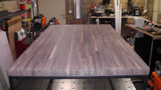 Making a steel wood table.