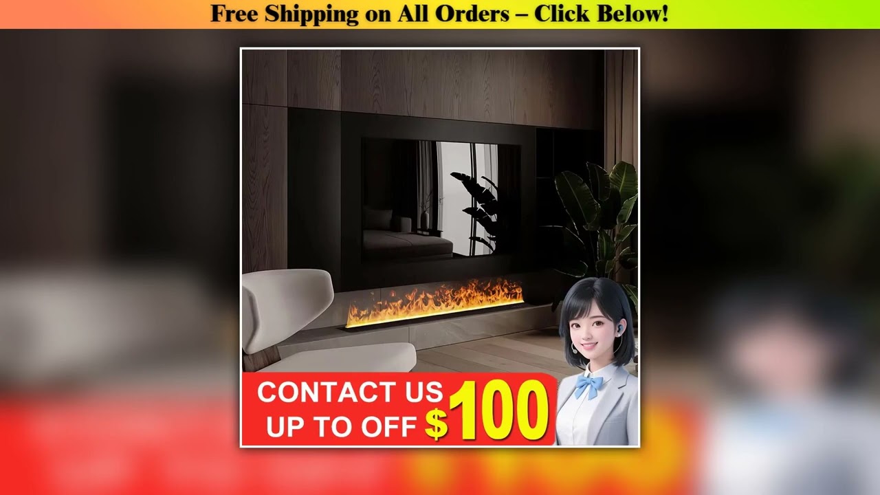 Smart water vapor fireplace, 3D flame effect, Tuya APP control,simulated burning wood sound,