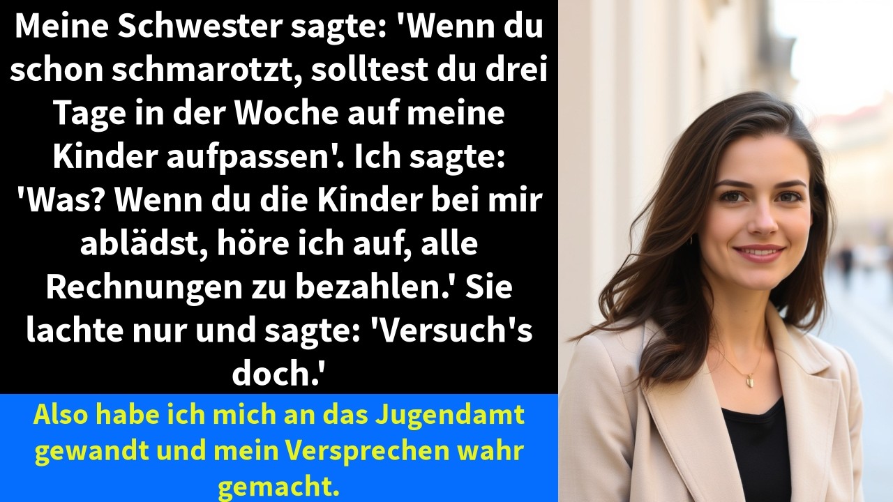 Meine Schwester sagte: 'Wenn du schon schmarotzt, solltest du drei Tage in der Woche auf meine