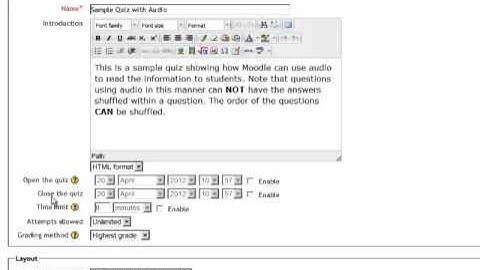 Moodle - Student View of Quiz Results