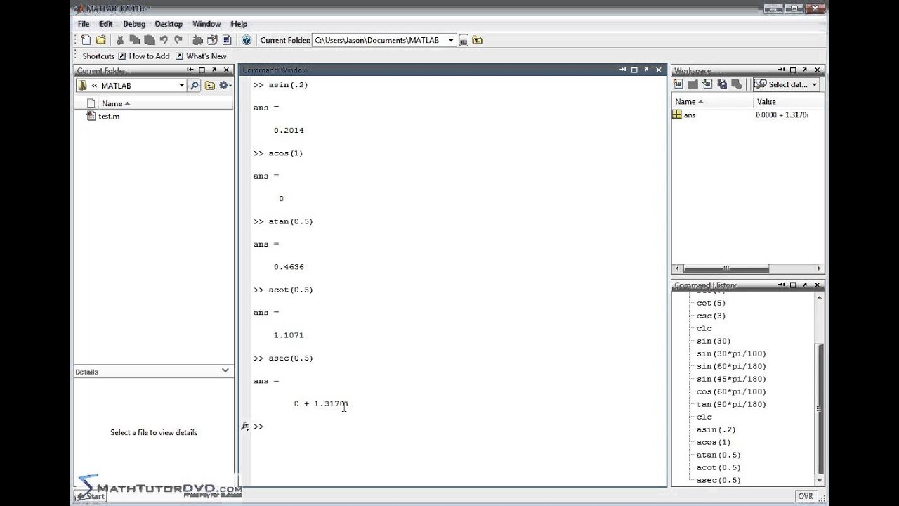 Matlab Essentials - Sect 16 - Trigonometric Functions And Their Inverses