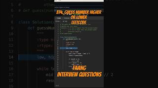 Leetcode 374 - Guess Number Higher or Lower #leetcode #python #faang #codinginterview  #programming