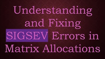 Understanding and Fixing SIGSEV Errors in Matrix Allocations