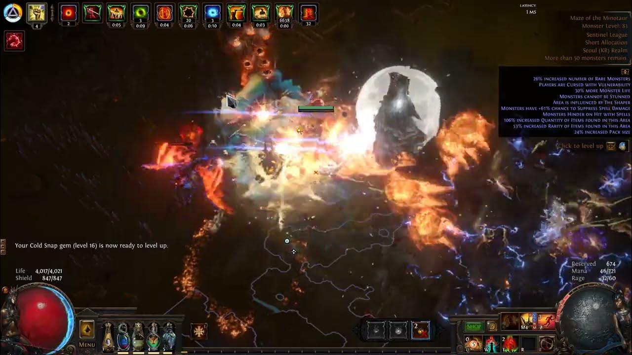 [POE 3.18] Echoes of Creation Earthshatter w/ Omniscience (창조의 메아리 전지력 지면분쇄) YouTube