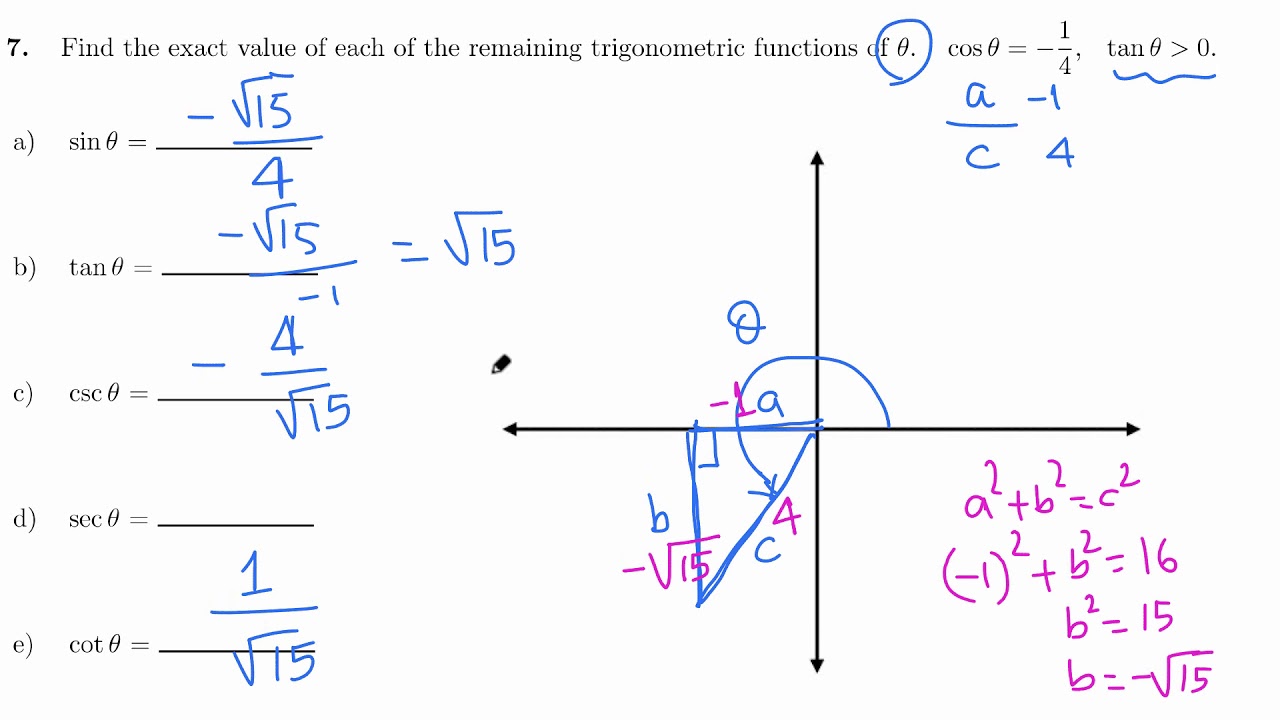 How To Find Tri R Trigonometry: finding trig functions from a right triangle - YouTube