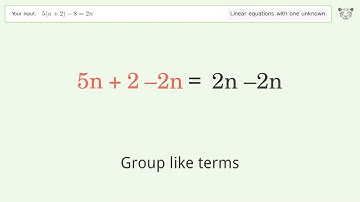 Linear equation with one unknown: Solve 5(n+2)-8=2n step-by-step solution