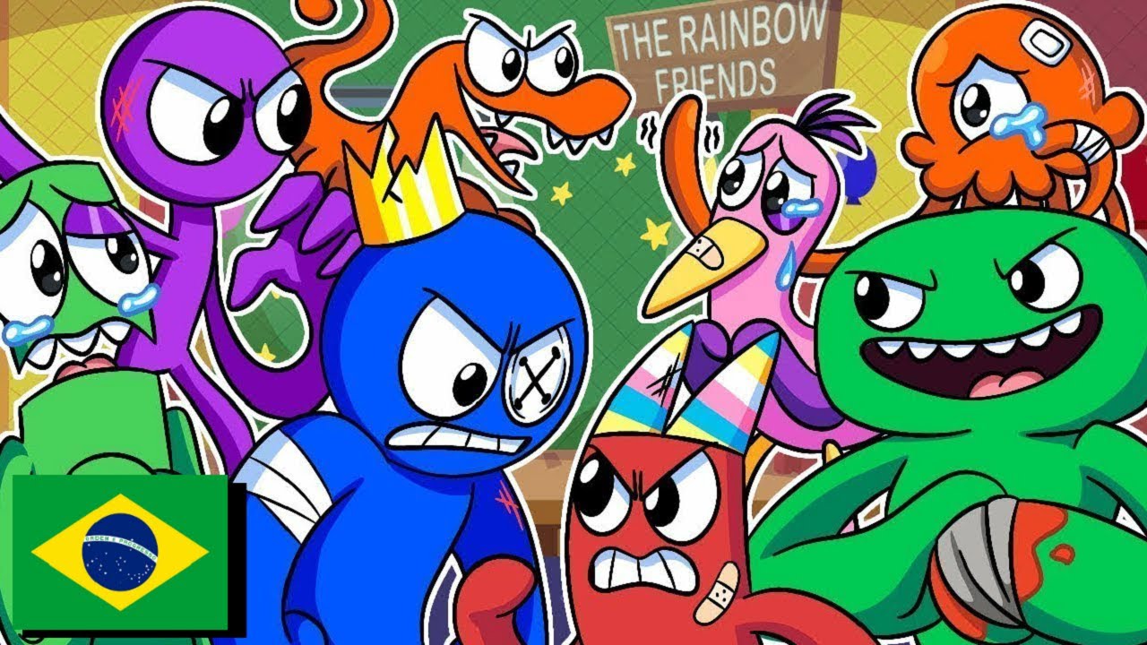 BLUE Vs BAN BAN na ESCOLA!? (DUBLADO PT-BR) Garten of Ban Ban e Rainbow  Friends Animação 