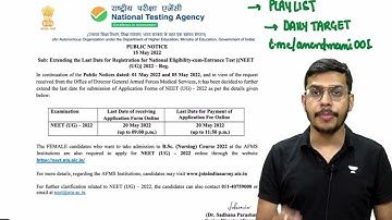 NEET 2022 Application Form Date Extended again | Impact on NEET 2022 EXam Date ? Dr. Anand Mani