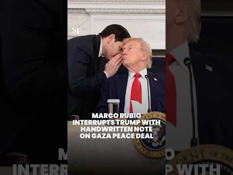 Marco Rubio interrupts Trump with handwritten note on Gaza peace deal