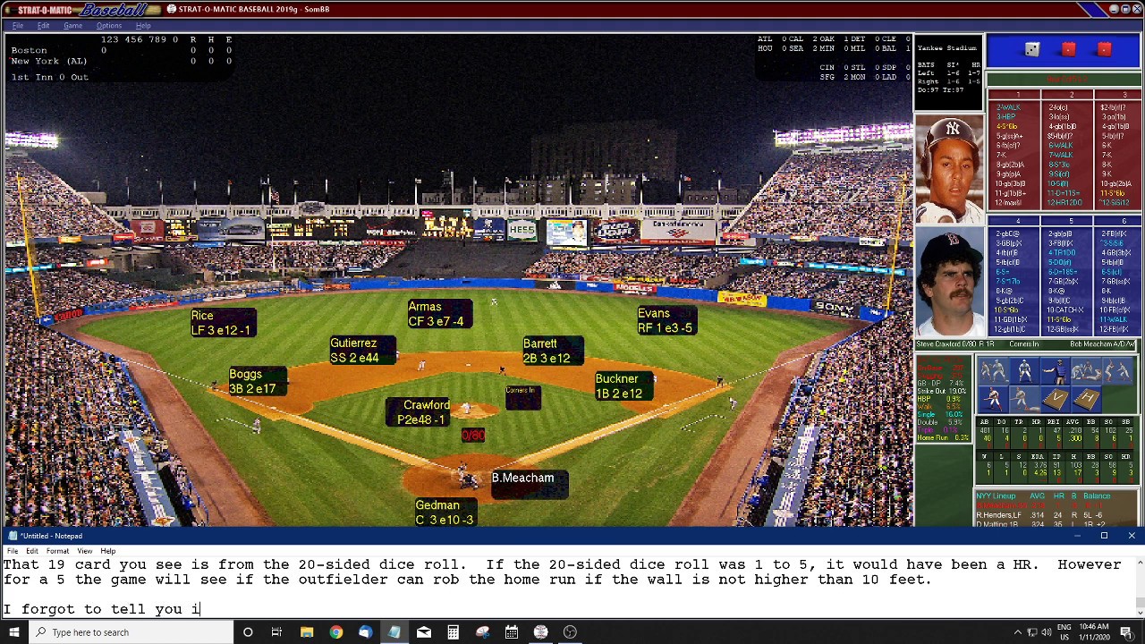 Strat-O-Matic PC Baseball gameplay demo - 04/25/1985 BOS @ NYY - YouTube