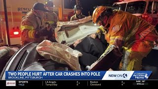 Two people taken to the hospital after Brookline crash