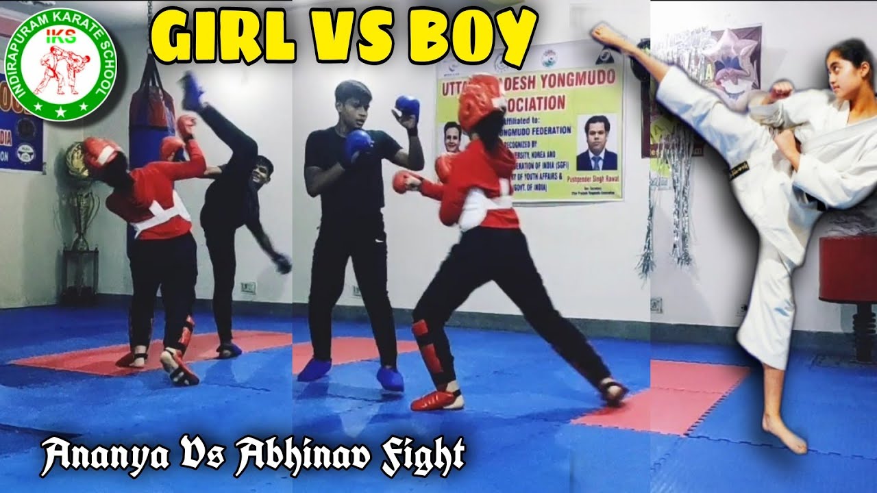GIRL VS BOY 5 KARATE GIRL ANANYA VS ABHINAV KARATE FIGHT KUMITE