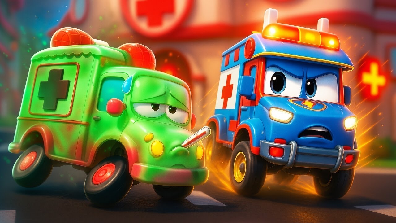AMBULANCE is ZIEK! Super Truck AMBULANCE  neemd haar plaats in! | Dokter Tekenfilm