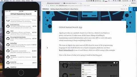Github Instant Repo Search App build with React Native & Algolia