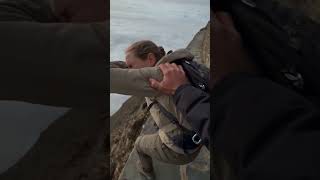 Hiker Runs From Giant Beehive on Cliff Path 😱 #shortvideo #honeybee