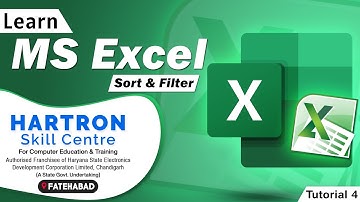 MS Excel | Tutorial 4 | Sort & Filter | HARTRON SKILL CENTRE FATEHABAD