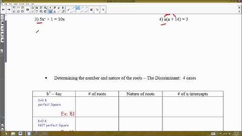 Video 7.1: Quadratic Equations