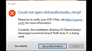 Como resolver erro do FiveM ( Could not open x64/audio/audio_rel.rpf )