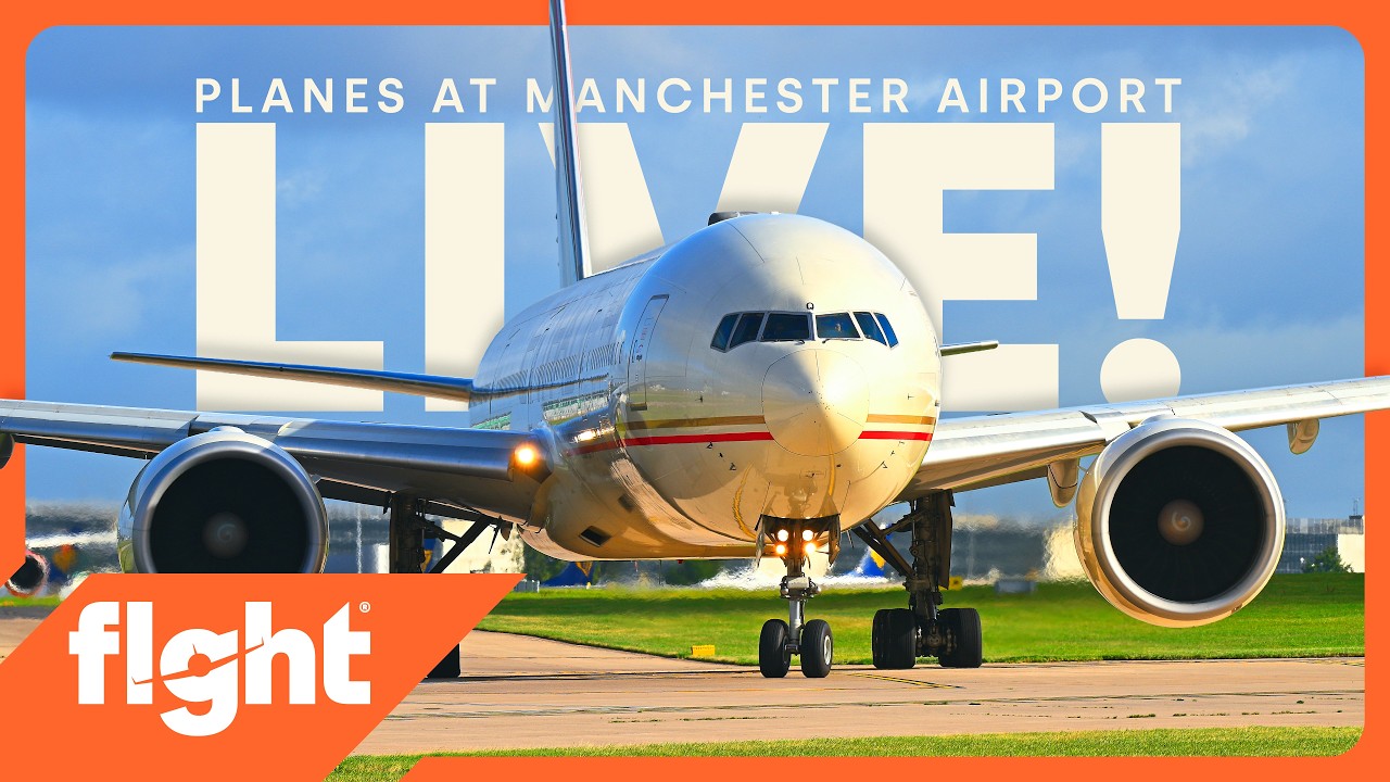 Wet & Windy Arrivals & Close-up Departures! 🧡 Manchester Airport LIVE