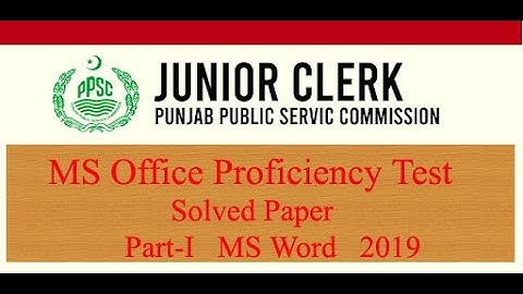 Junior Clerk Proficiency Test Solved Paper PPSC latest 2019-MS Word