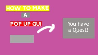 How To Make A Pop Up Gui In Roblox Studio