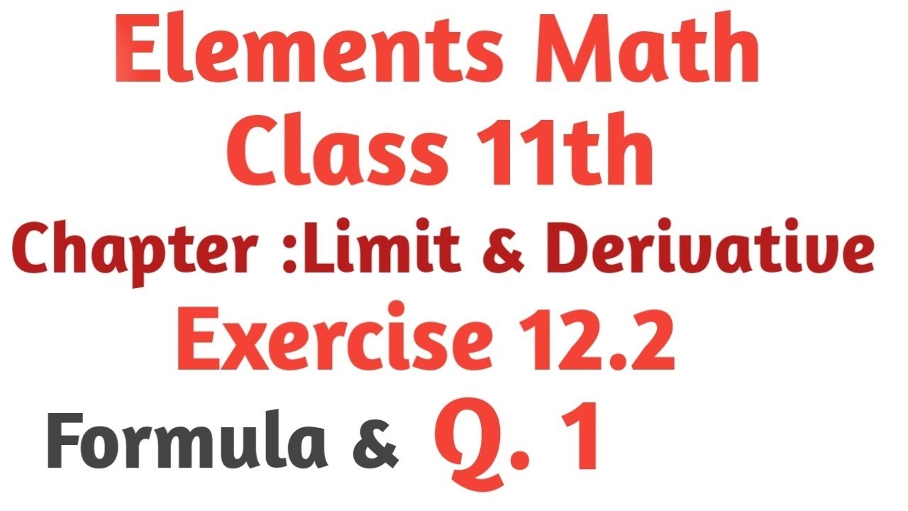 Class 11th math chapter 12 exercise 12.2 Q.1 - YouTube