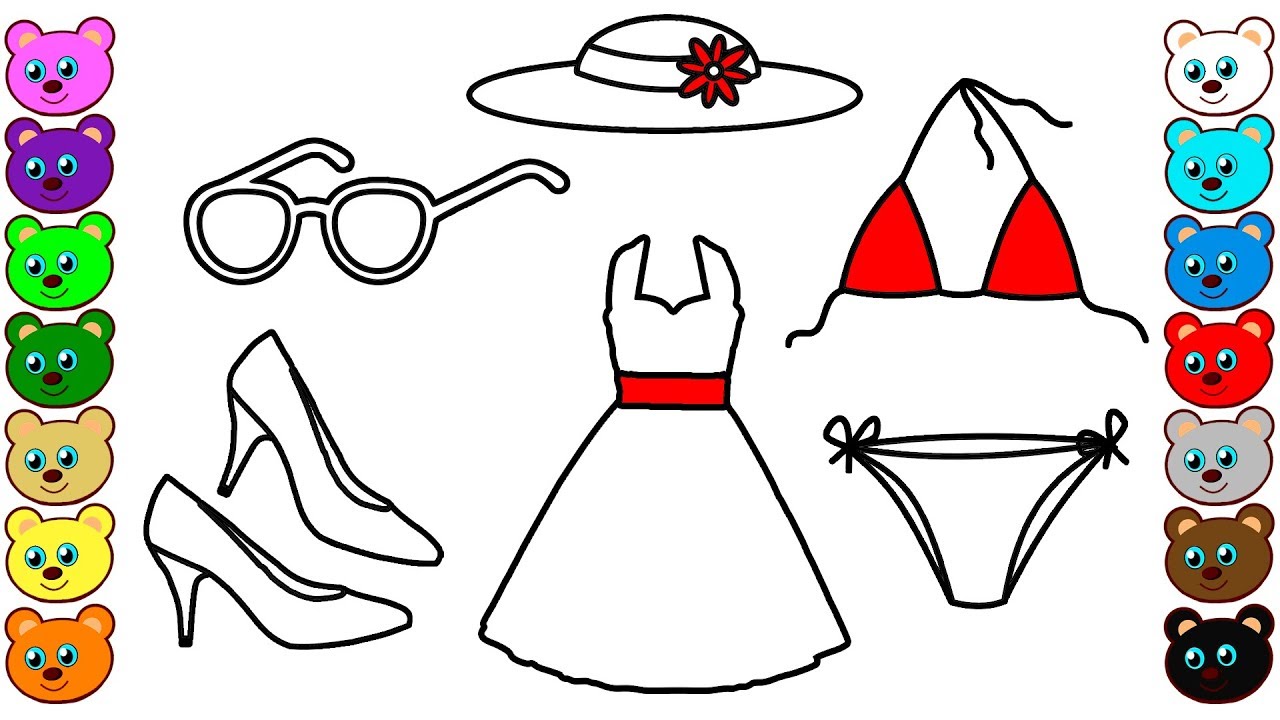 Learning Colors for Kids with Set of Clothes for Mom Coloring Pages