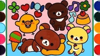 Rilakkuma Stickers Jelly Painting & Coloring, Satisfying Video Diy Jelly Gift Idea, Teddy Bear