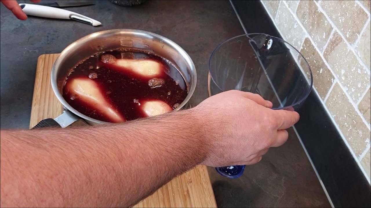 Poached Pears in red wine and spices
