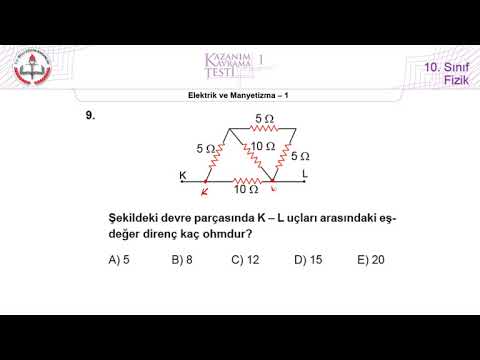 10.Sınıf MEB Fizik Kazanım Kavrama Testi-1 (Elektrik ve Manyetizma-1) [2020-2022]