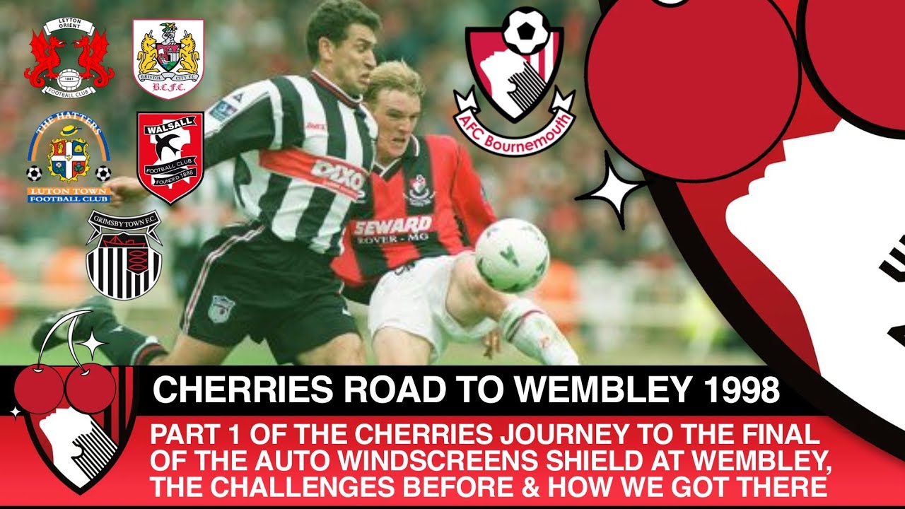 Écharpe De Football AFC Bournemouth - Wembley 1998 - Finale, Pare-brise, Bouclier - Vintage