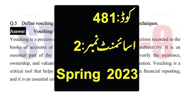 AIOU Code 481 Solved Assignment No.2 Spring 2023 || Subject: Auditing || Level: BA/B.Com