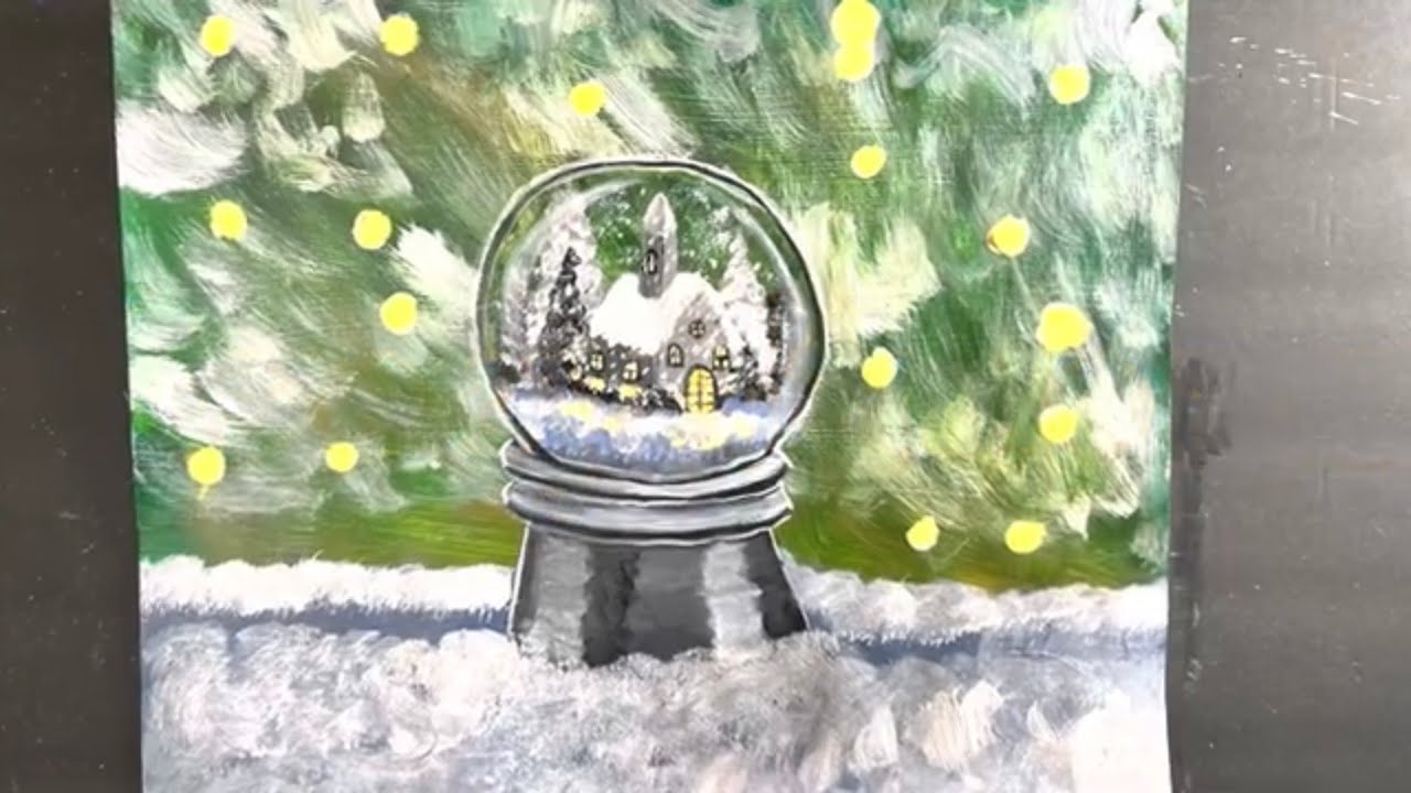 How to paint a winter snow globe easy step by step acrylic painting ...
